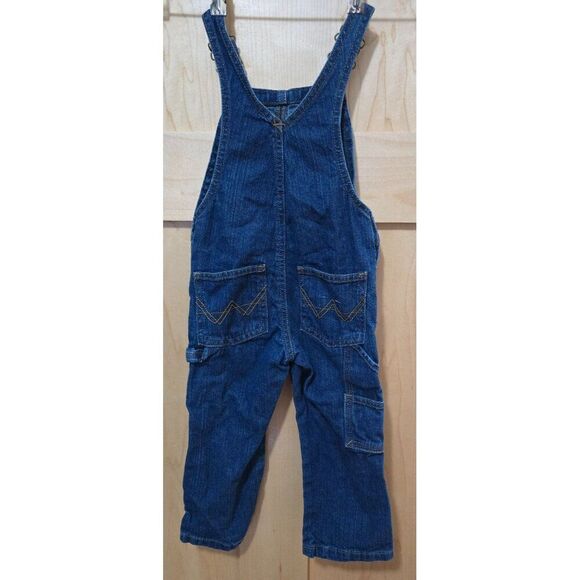 Vintage Wrangler Denim Toddler Overalls 3T Blue Carpenter Style 100% Cotton Adju - Picture 4 of 7